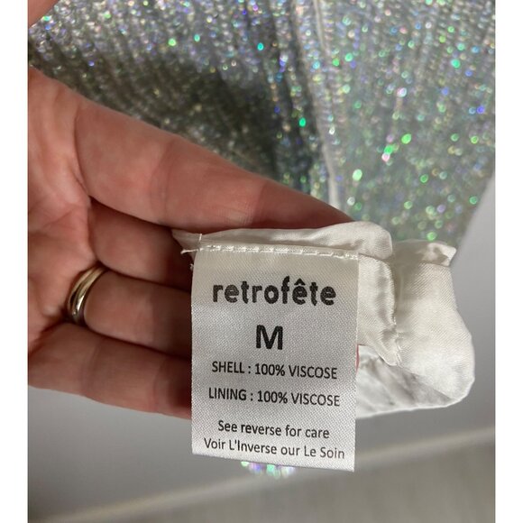 **NWT (flaw) Retrofete Denisa Sequin V-Neck Sleeveless Cocktail Dress-sz Medium - Picture 16 of 16